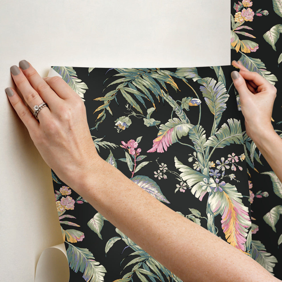 Fiji Garden Black Multi Peel and Stick Wallpaper