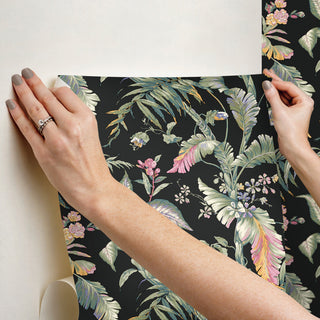 Fiji Garden Black Multi Peel and Stick Wallpaper