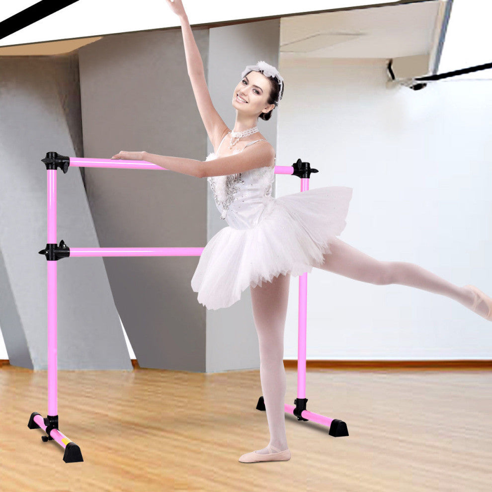 Costway 4' Portable Double Freestanding Ballet Dance Bar Height Adjust
