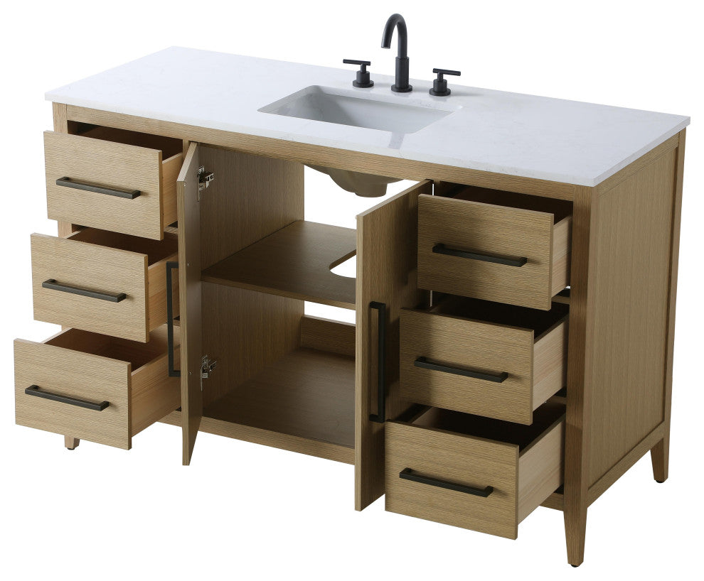 Home Living 54" Single Bathroom Vanity, Honey Brown