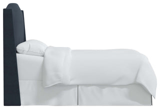 Camelback Wingback Headboard, Linen Navy, Queen