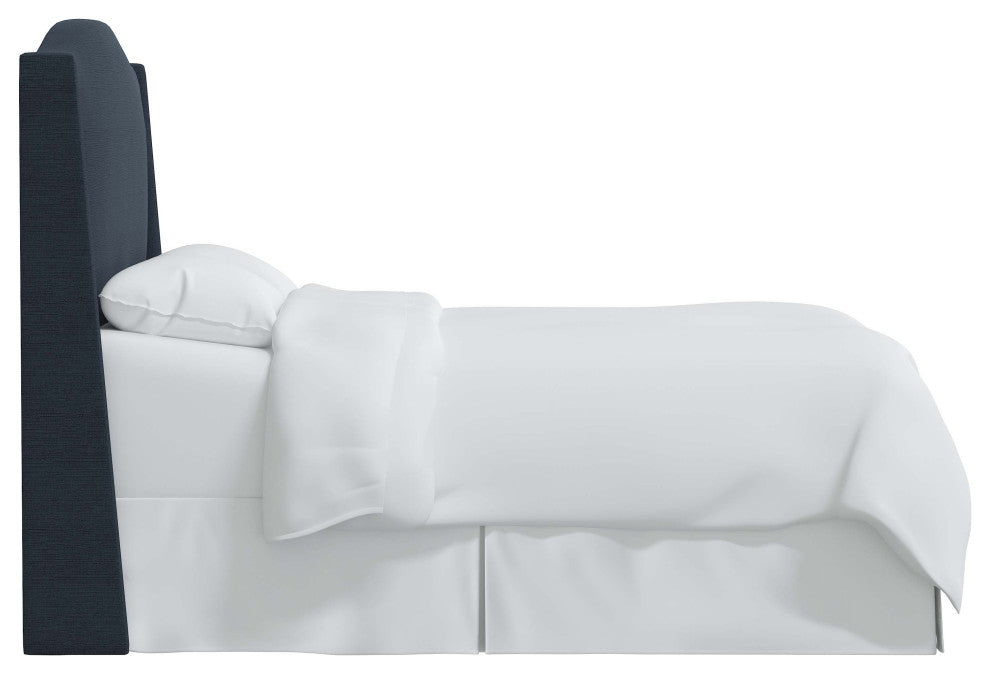 Camelback Wingback Headboard, Linen Navy, Queen