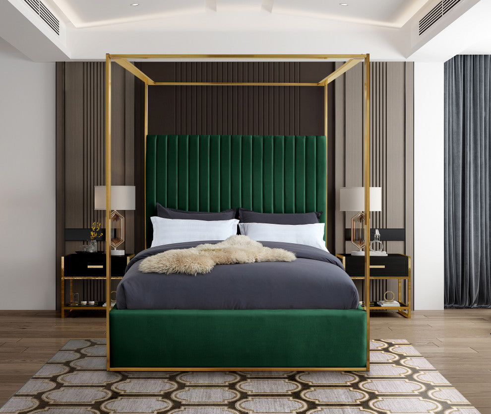 Jones Upholstered Bed, Green, King, Velvet