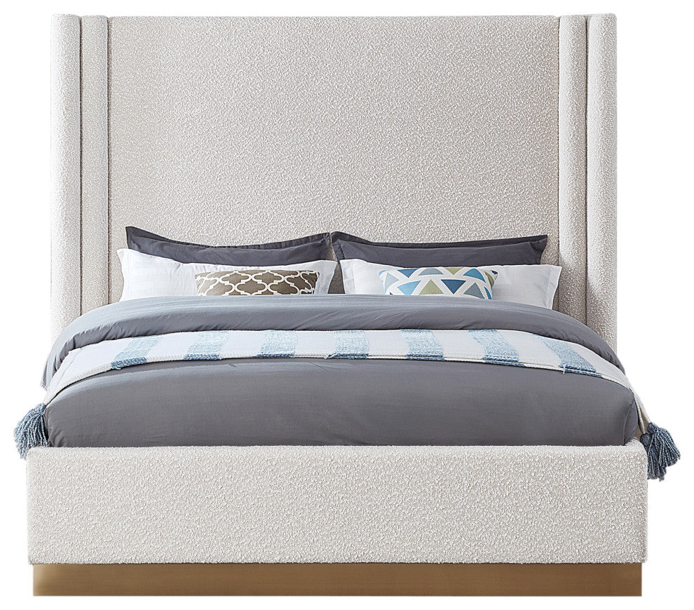 Halton Boucle Fabric Bed, Cream, King