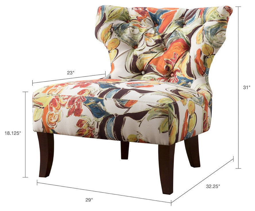 Madison Park Erika Hourglass Tufted Armless Chair, Multi, Abstract