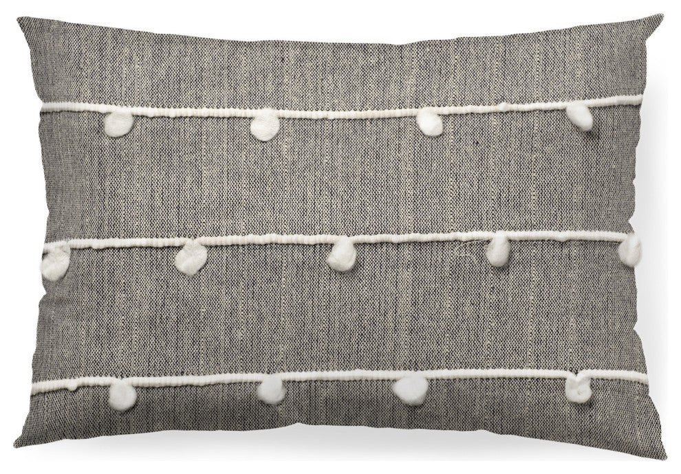 Dark Blue and Beige Lumbar Accent Pillow Cover