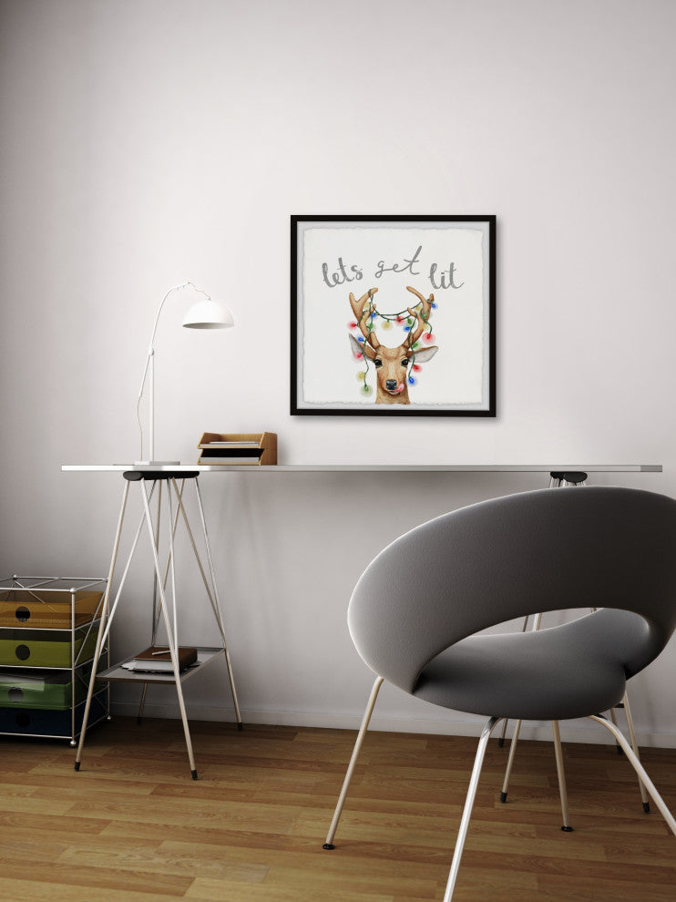"Light-Up Antlers" Framed Painting Print, 32x32
