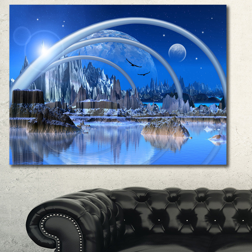 Blue Fantasy Landscape, Landscape Canvas Art Print, 60x40