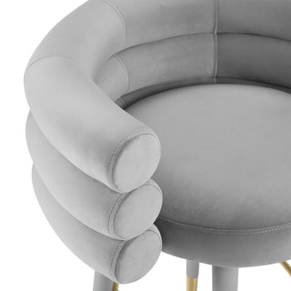 Betty Velvet Barstool, Grey, Counter Height