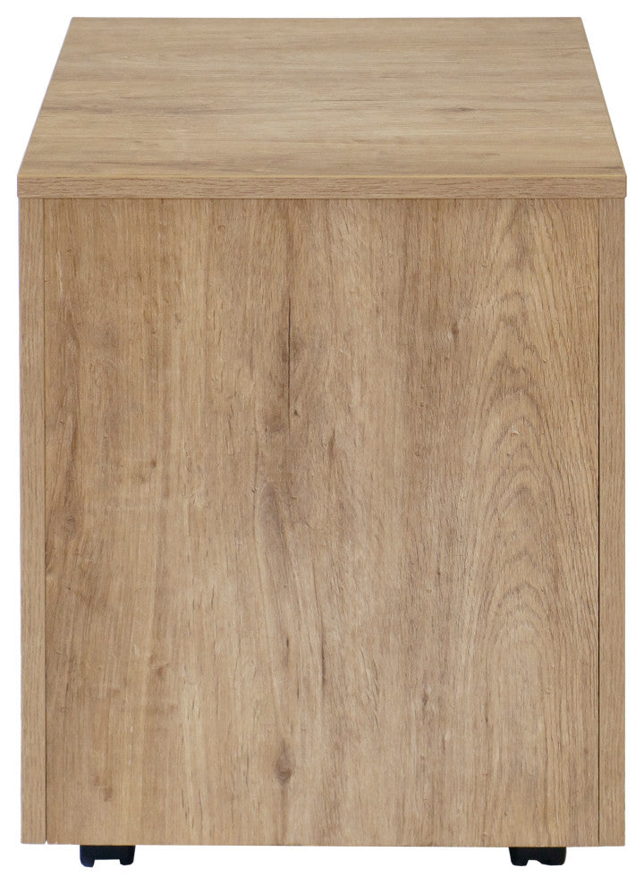 Modern Two Drawer Wood Laminate File Cabinet, Fully Assembled, Light Brown