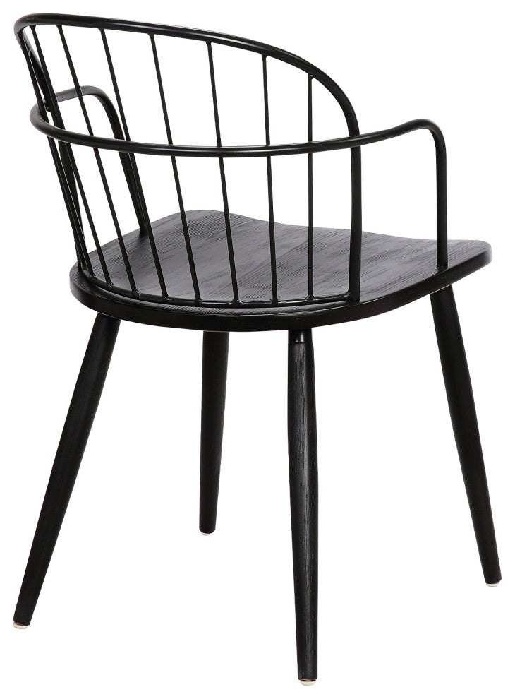 Bradley Steel Framed Side Chair in Black Powder Coated Finish and Black Brushed