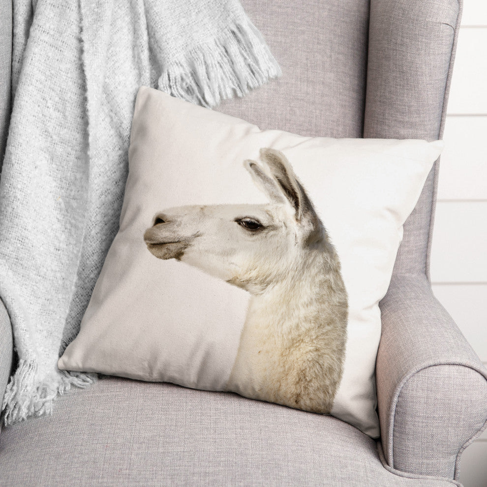 Fluffy Llama 18"x18" Spun Poly Pillow