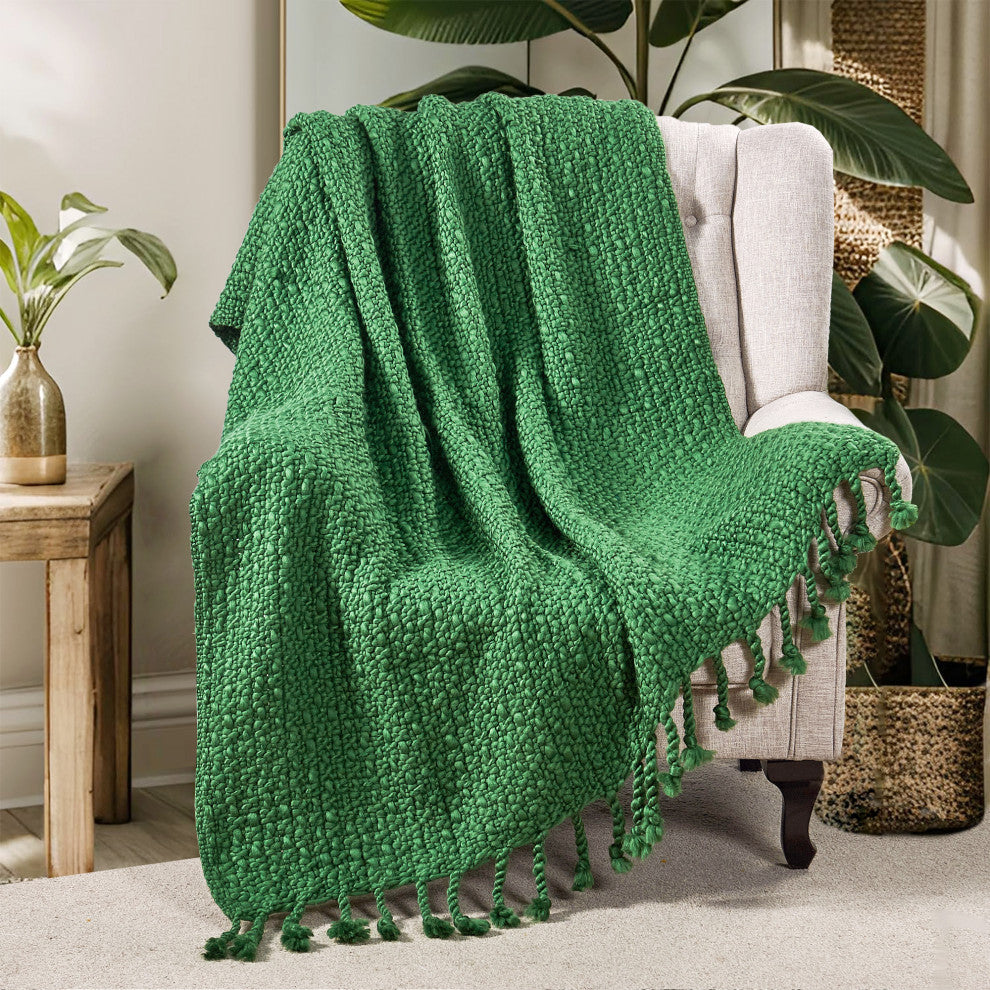 Basket Weave Knit Throw Blanket