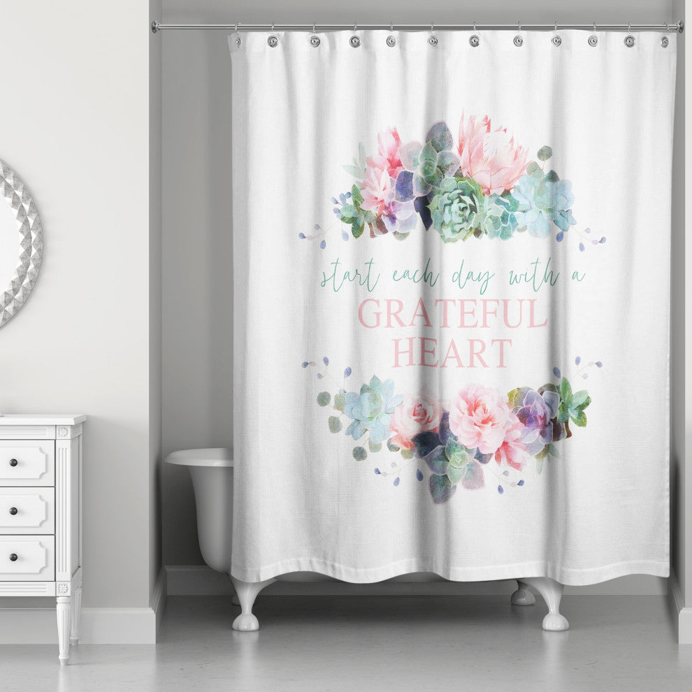 Start Each Day with a Grateful Heart 71x74 Shower Curtain