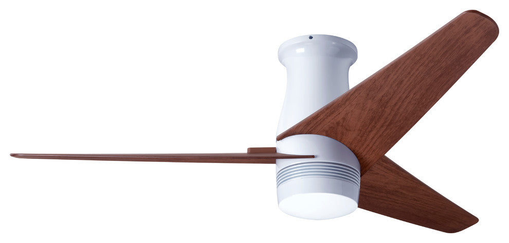 Velo Flush DC Fan, Gloss White Finish, 48" Mahogany Blades, No Light