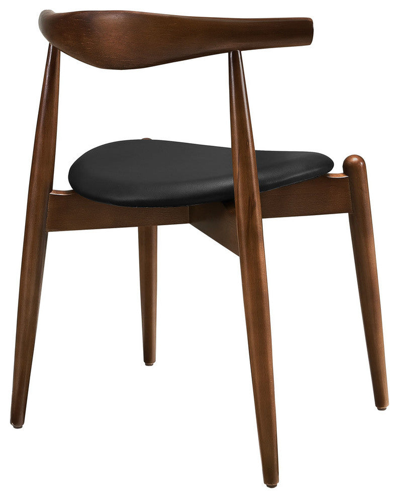 Modern Contemporary Kitchen Dining Chairs and Table Set of 5 Walnut Black