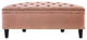 Laura Velvet Gold Nailhead Trim Half Moon Storage Ottoman, Blush