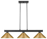 Cobalt 3 Light Billiard Light in Matte Black with Satin Gold Steel Shade