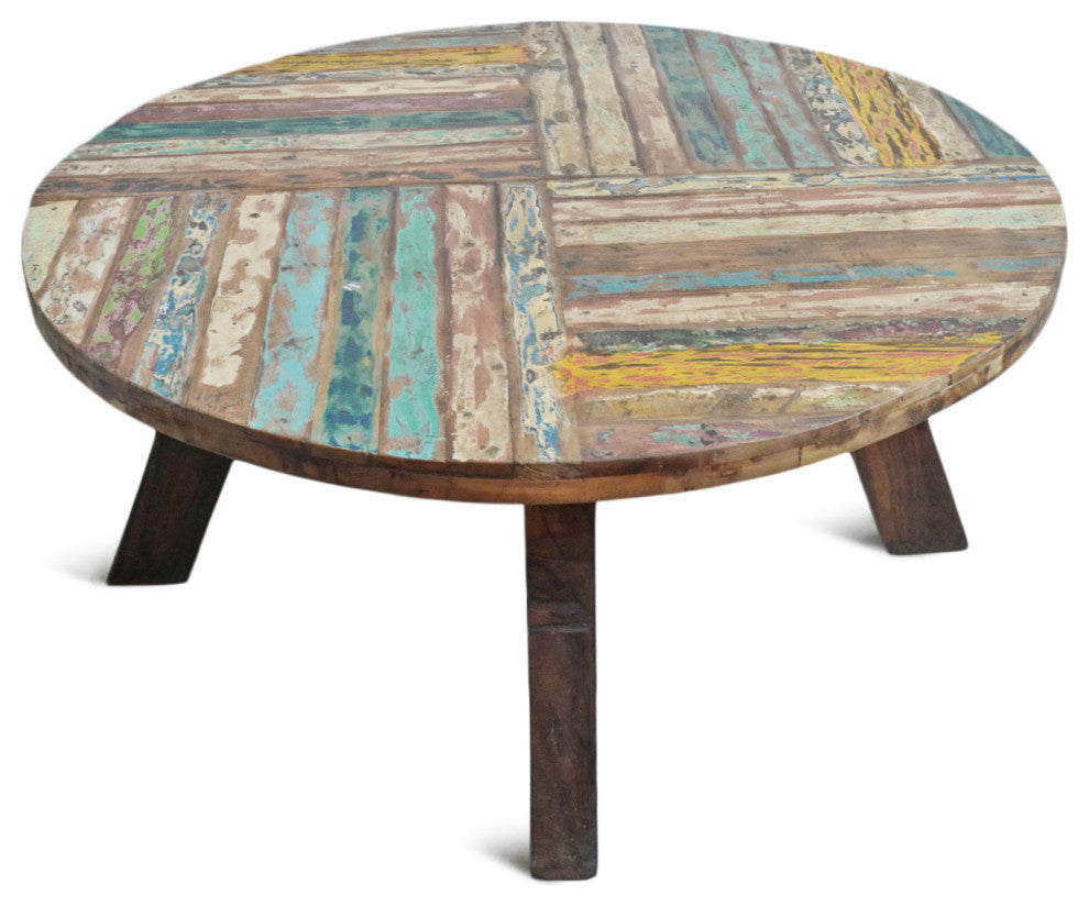 Reclaimed Round Boat Wood Coffee Table 1