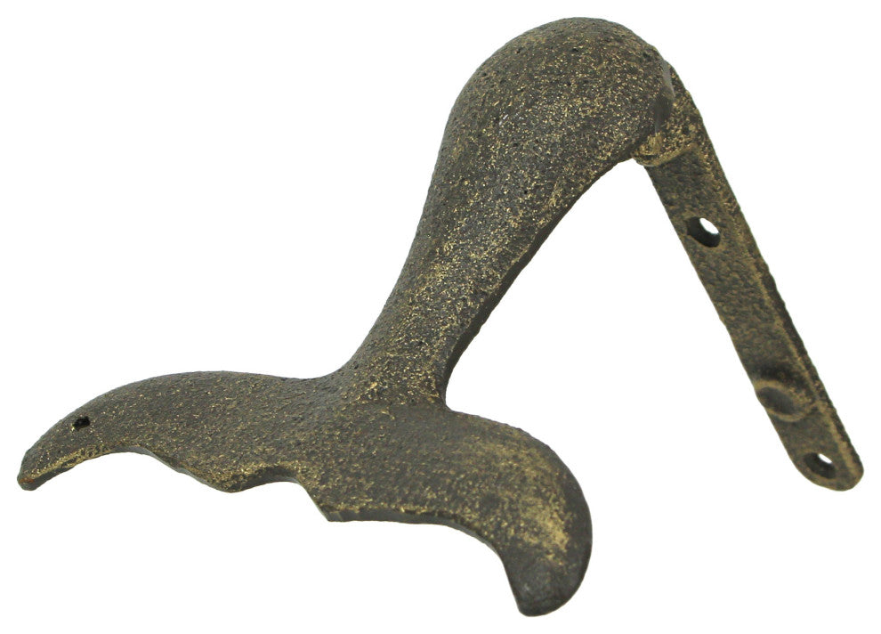 Cast Iron Whale Tail Door Knocker Bronze Decorative Coastal Accent Nautical