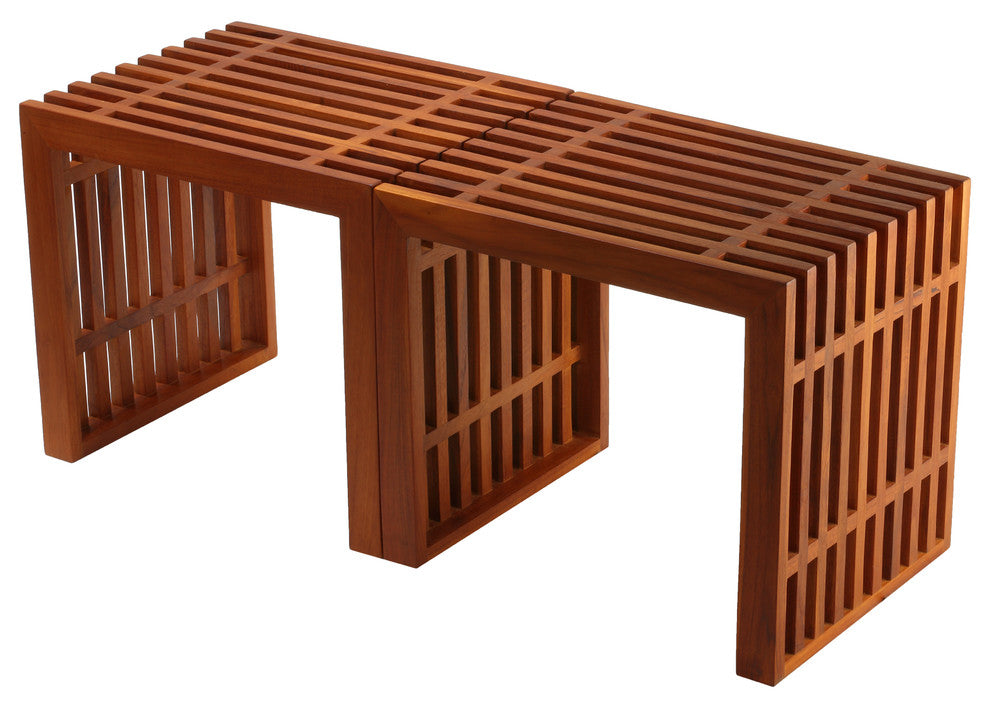 Bare Decor Slotted Arch Accent Table, Solid Teak Wood