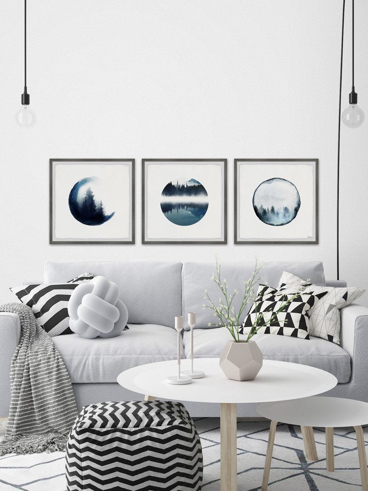 Forest Mountain Reflection Triptych, 72"x24"
