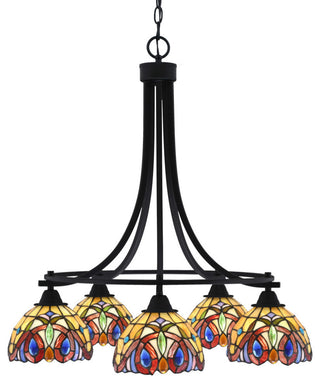Paramount 5-Light Chandelier, Matte Black, 7" Lynx Art Glass