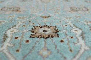 Turkish-Knotted Amaan Light Blue/Beige Rug, 6'1x9'1