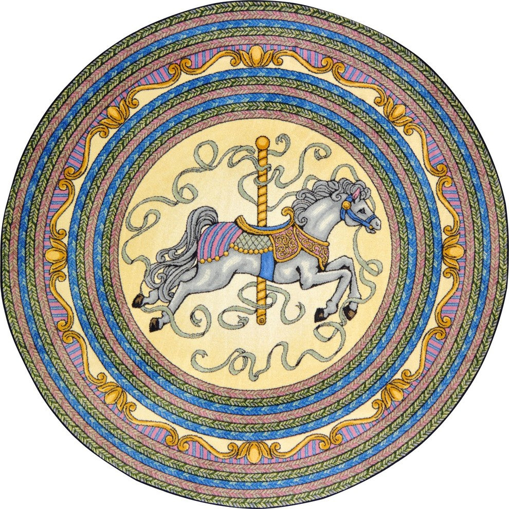 Kid Essentials, Carousel, Yellow, 5'4" Round