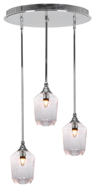 Empire 3-Light Cluster Pendalier, Chrome/Clear Bubble