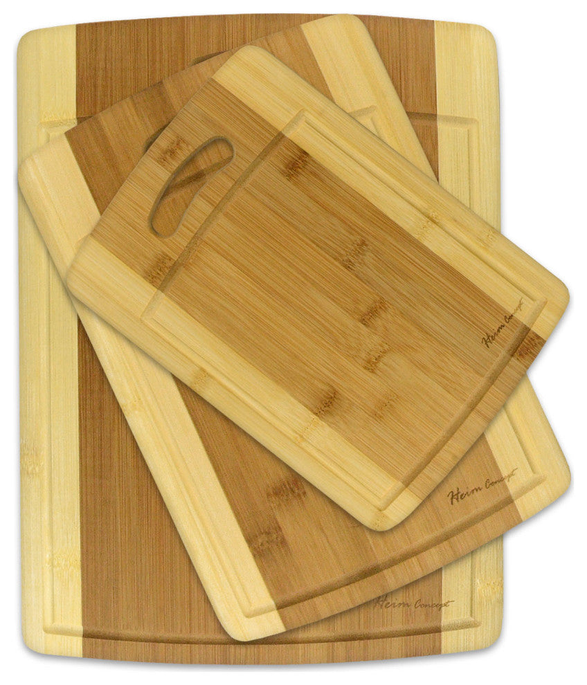 Heim Concept 3-Piece Organic Bamboo Cutting Board Set With Drip Groove