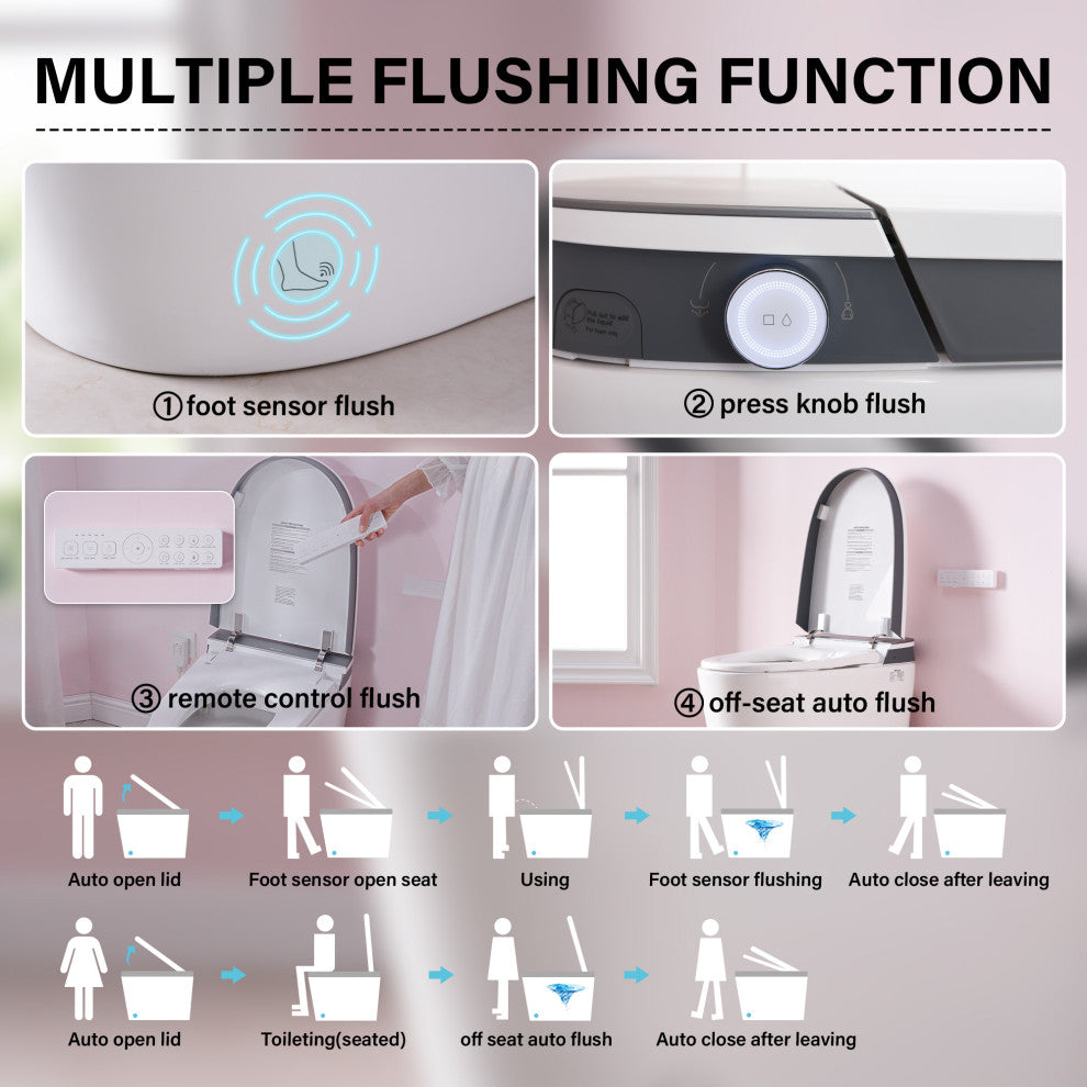 Smart Toilet with Remote Control, Heated Seat, LED Display, and Automatic Flush