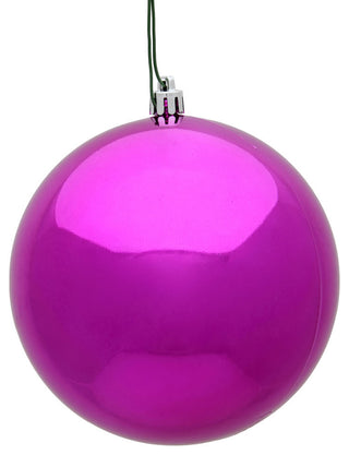 Vickerman 3" Fuchsia Shiny Ball Ornament, 12 per Bag