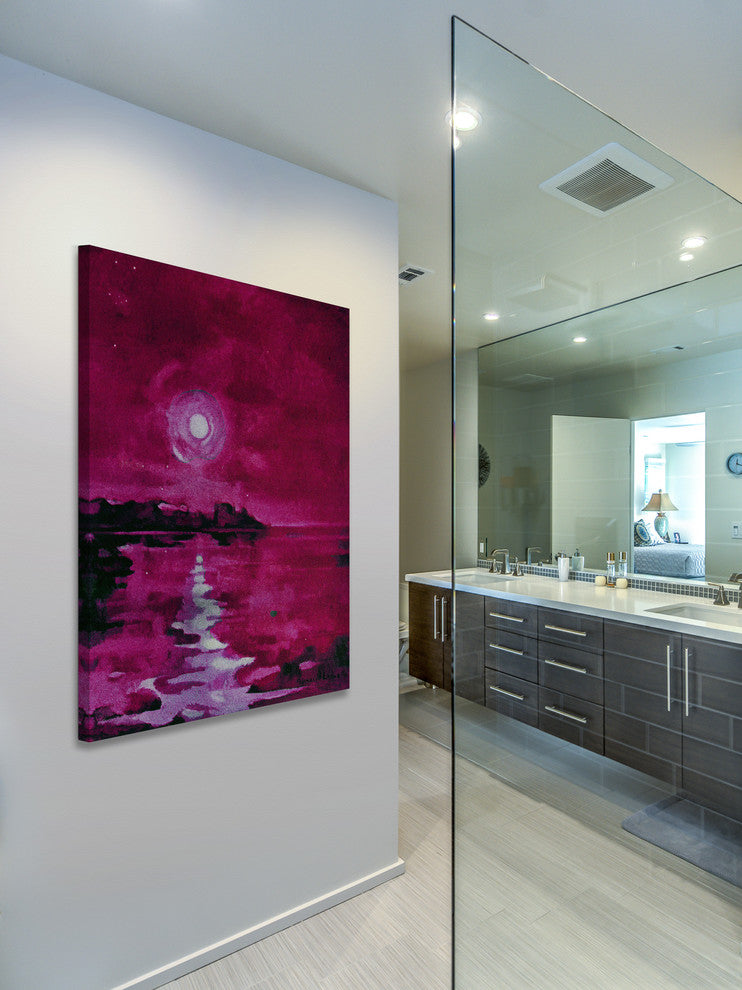 "Fuchsia Waters" Painting Print on Wrapped Canvas
