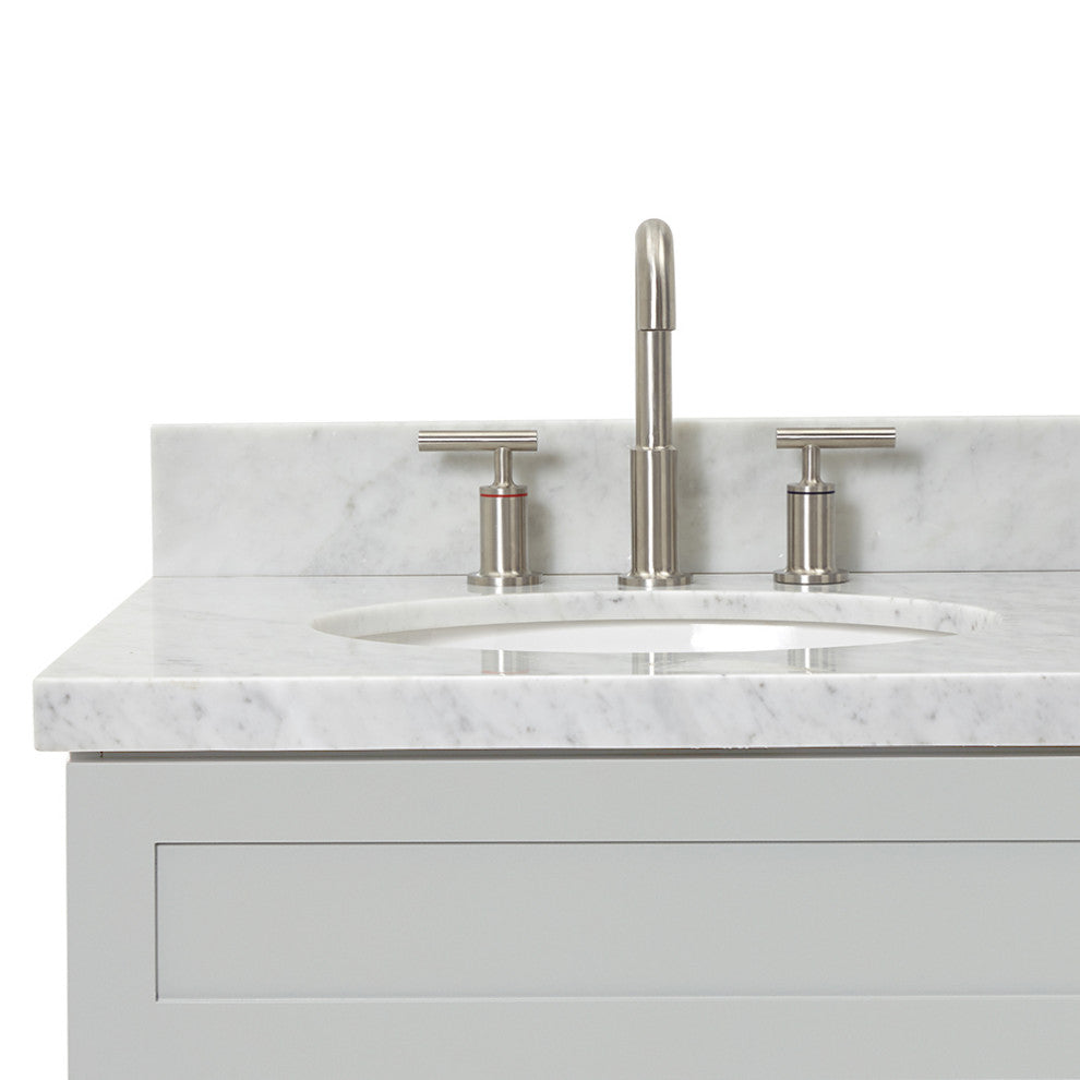 Ariel Hamlet 37" Left Oval Sink Bath Vanity Carrara Marble Grey