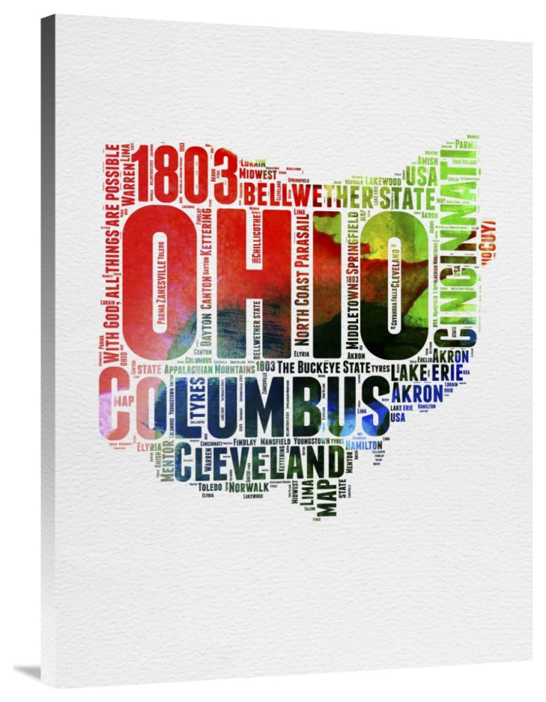 "Ohio Watercolor Word Cloud" Fine Art Print