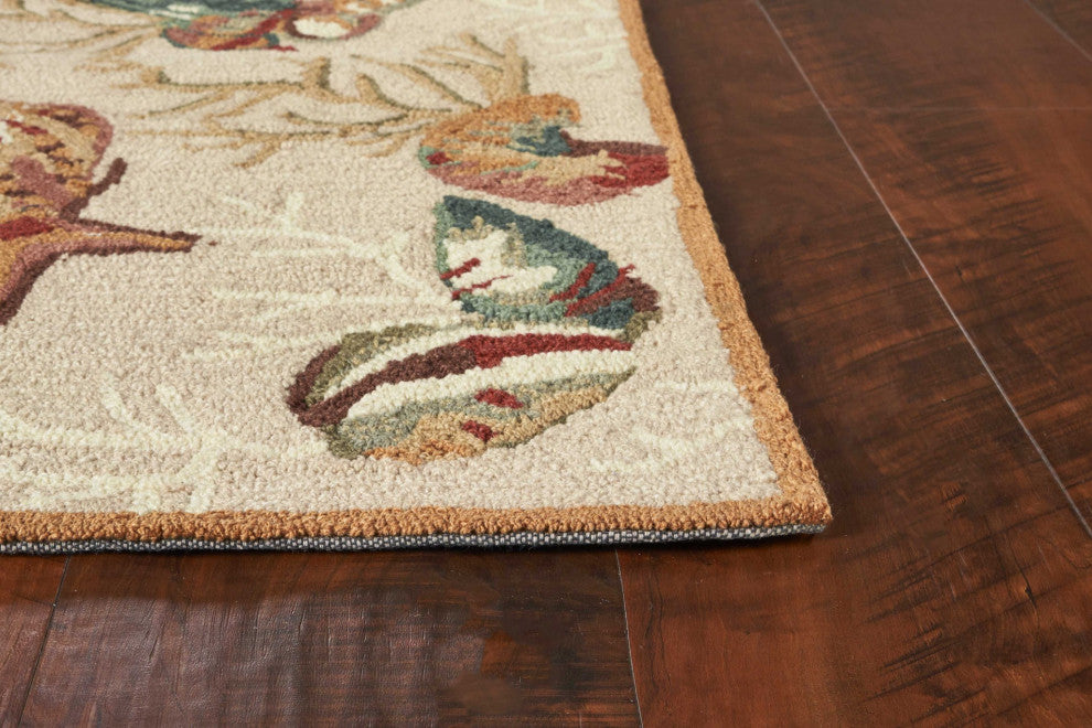 HomeRoots 5' x 7' Beige Corals and Shells Indoor Area Rug