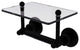 Astor Place Two Post Toilet Tissue Holder with Glass Shelf, Matte Black