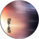 Lonely Tree And Birds Panorama, Round Metal Wall Art Landscape, 11"
