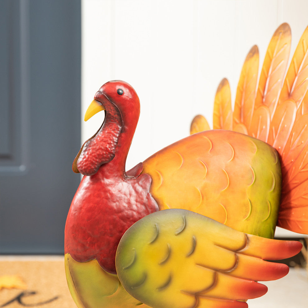21.5"H Thanksgiving Metal Turkey Porch Decor