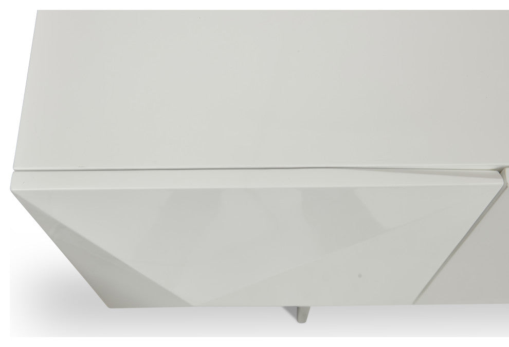 Cube Sideboard, High Gloss White, Stainless Steel