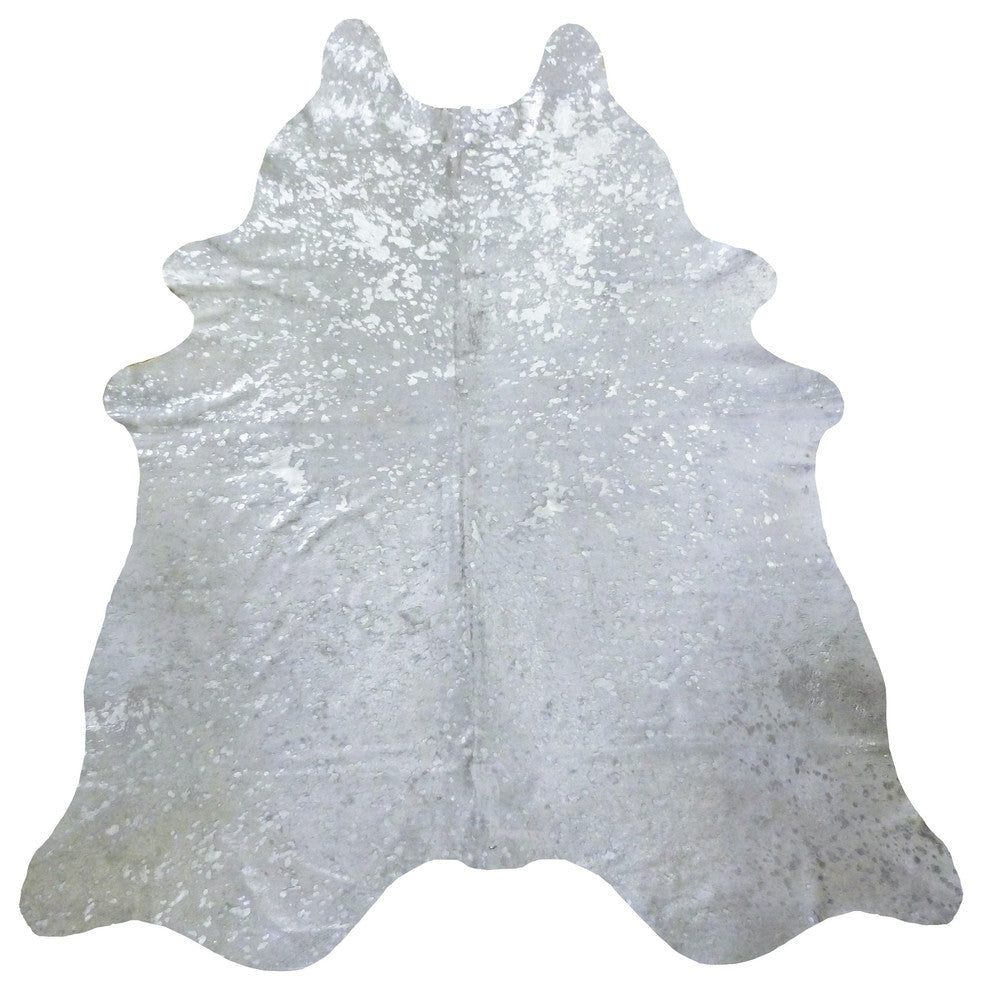 Pergamino on White Cowhide Rug, Silver