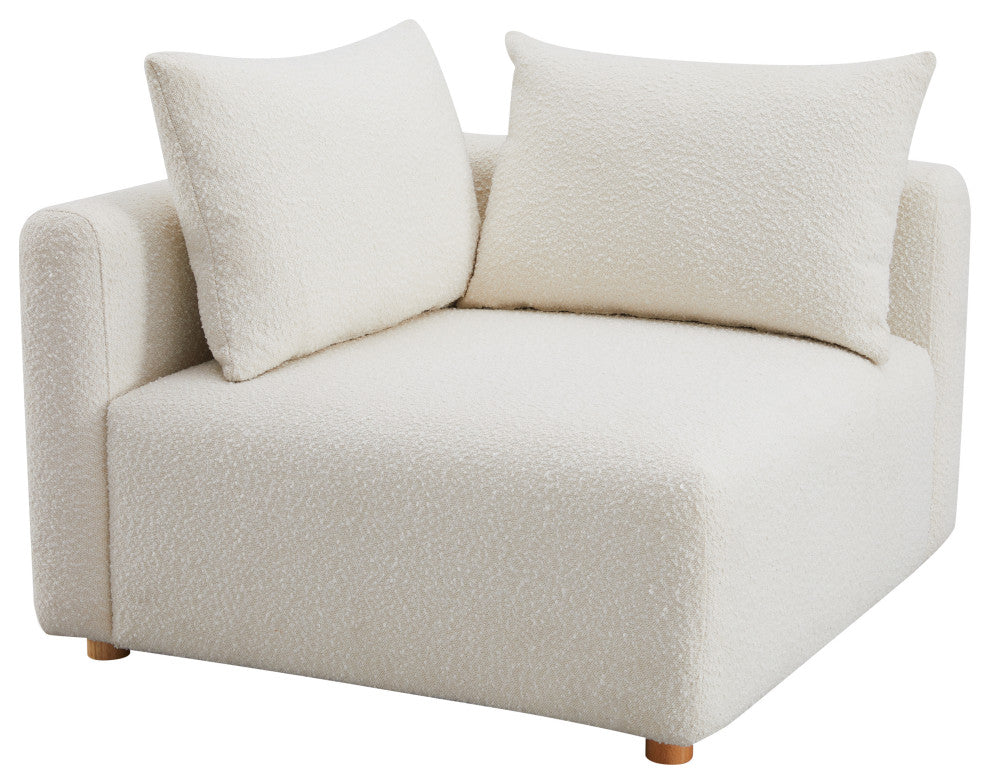 Hangover Upholstered Modular Corner Chair, Cream Boucle