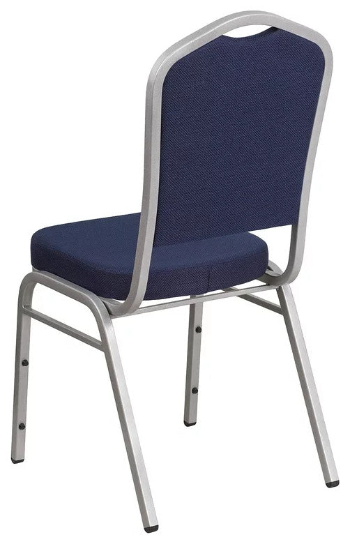 4 Pack Dining Chair, Cushion Seat & Back, Navy Fabric/Silver