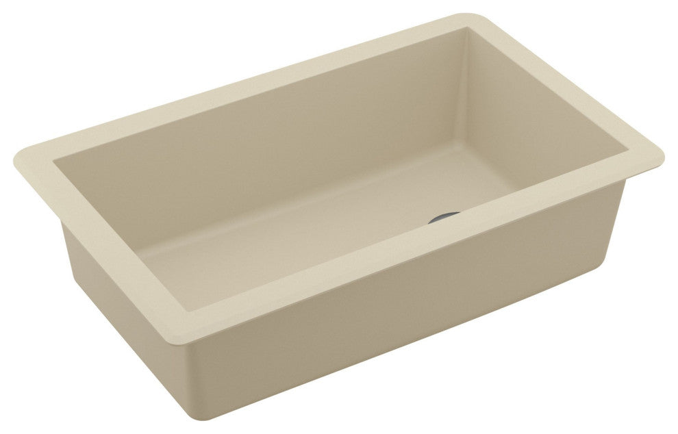 Karran Undermount Quartz 32" Single Bowl Kitchen Sink Kit, Bisque