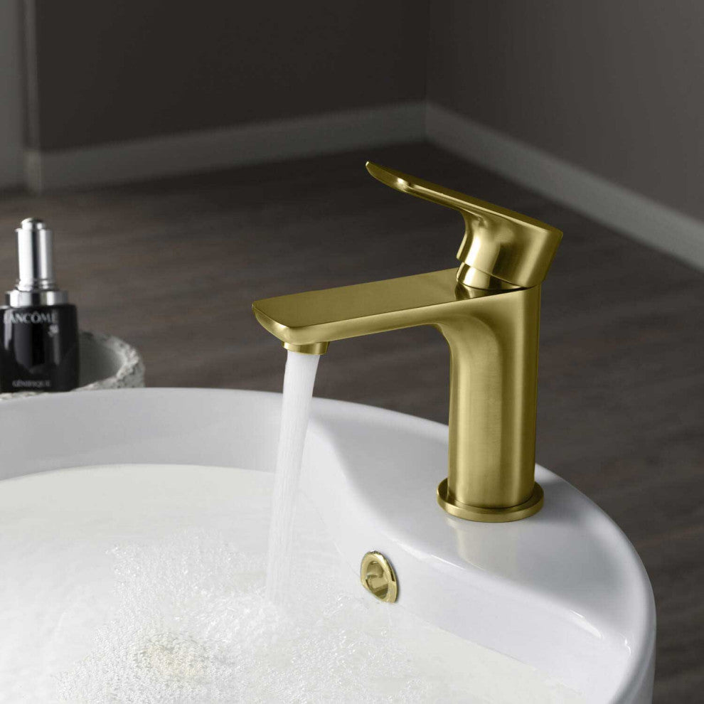 Tender Single Handle Bathroom Sink Faucet, Brushed Gold