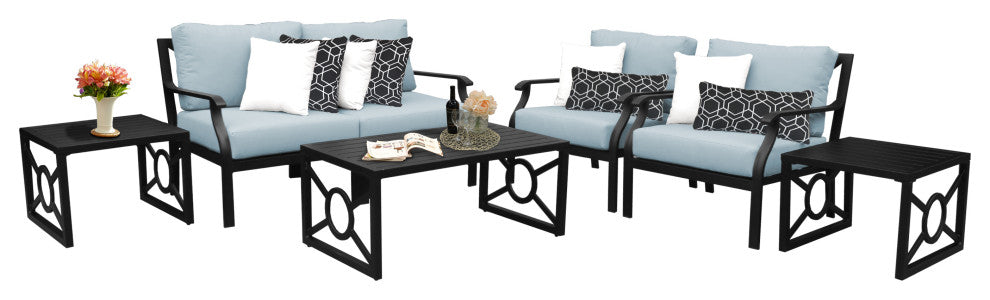 kathy ireland Madison Ave. 7 Piece Aluminum Patio Furniture Set 07d, Tranquil
