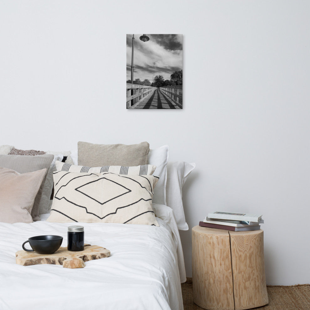 Follow the Lines Black & White Landscape Photo Canvas Wall Art Print, 18" X 24"