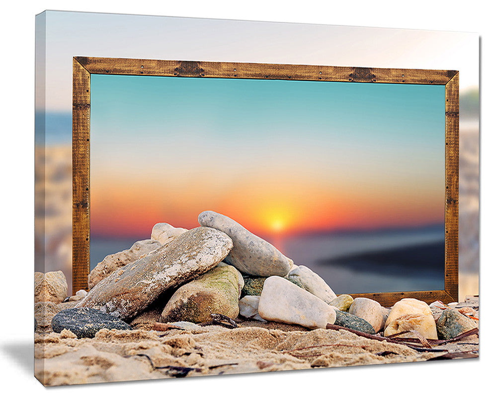 "Framed Blurred Beach" Seashore Art Canvas Print, 20"x12"