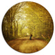 Man Walking Lonely On Rural Road, Landscape Round Wall Art, 11"